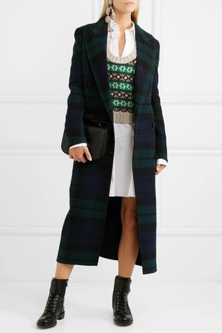Burberry + Double-Breasted Tartan Wool and Cashmere-Blend Coat