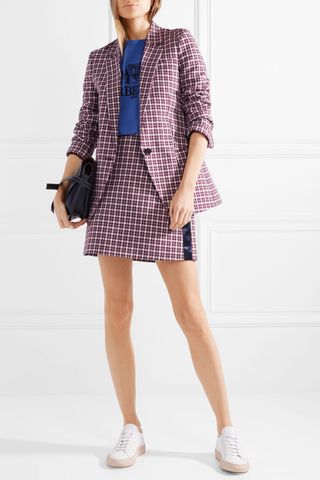 Burberry + Checked Cotton-Blend Blazer