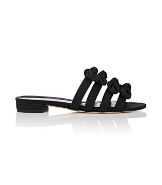 Barneys New York + Bow-Embellished Satin Slide Sandals