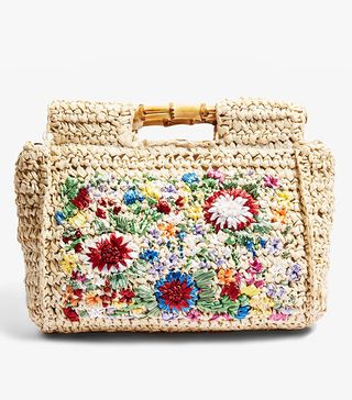Topshop + Embroidered Bamboo Tote