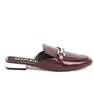 River Island + Dark Red Snaffle Backless Loafers