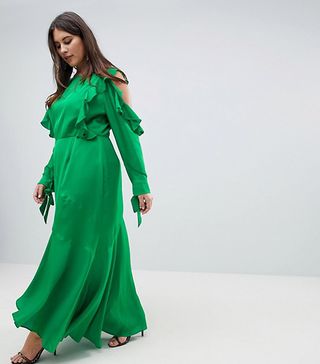 ASOS Curve + Ruffle Sleeve Maxi Dress