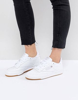 Reebok + Classic Club C 85 Trainers in White Leather With Gum Sole