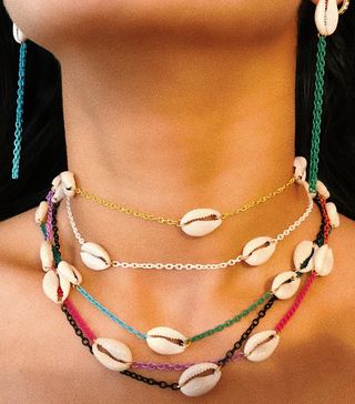 Choked by a Thread + Colored Shell Chain Necklace/Choker