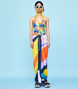Zara + Printed Swimsuit With Metal Eyelets