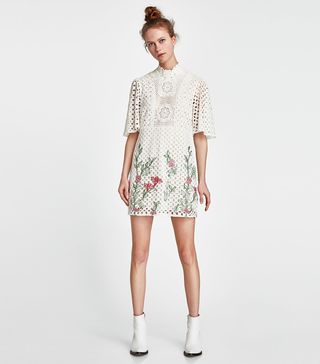 Zara + Embroidered Lace Dress