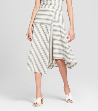 Who What Wear x Target + Striped Flowy Asymmetric Midi Skirt