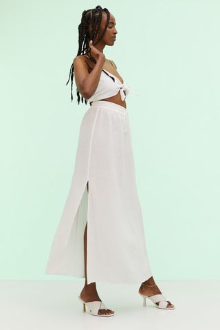H&M + Long Linen-Blend Skirt