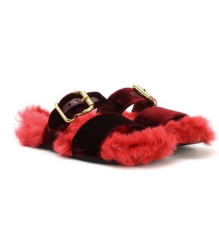 Prada + Fur and Velvet Sandals