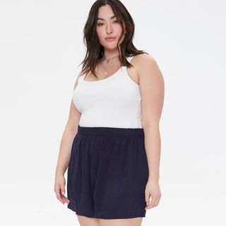 Forever21 + Plus Size High-Rise Linen Shorts