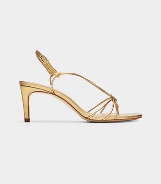 Zara + Gold Leather High Heel Sandals