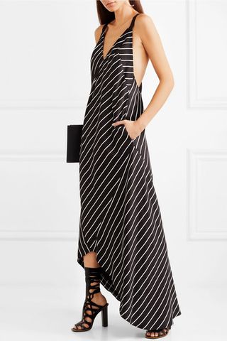 Haider Ackermann + Striped Satin Maxi Dress