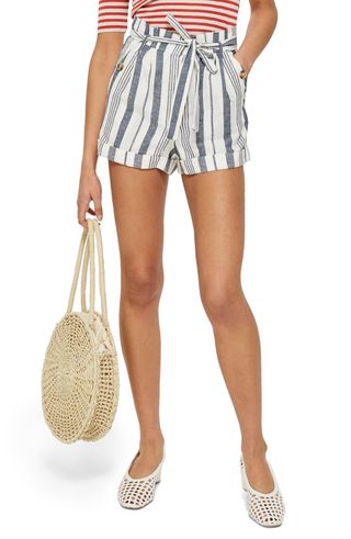 Topshop + Stripe Paperbag Shorts