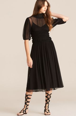 Rebecca Taylor + Short Sleeve Silk Chiffon Dress