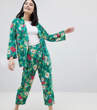Monki + Floral Print Blazer & Trousers Co-Ord