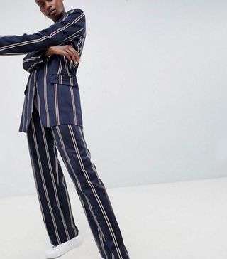 ASOS Design + Navy Regatta Stripe Blazer & Trouser Suit