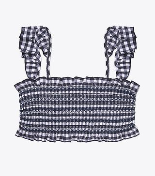 Tory Burch + Gingham Ruffle Top