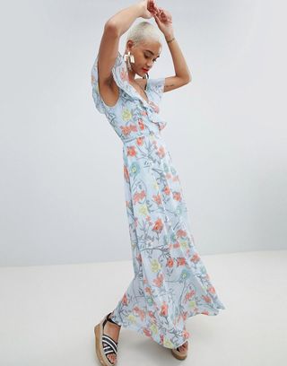 PrettyLittleThing + Floral Wrap Maxi Dress