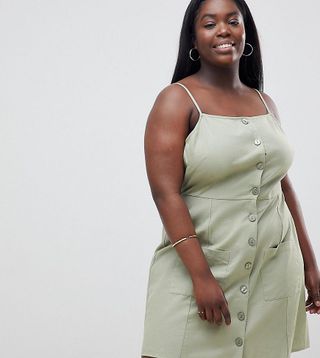 ASOS Curve + Button Through Linen Mini Sundress