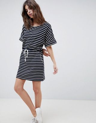 Esprit + Drawstring Stripe T-Shirt Dress