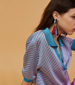 Zara + Two-Tone-Jacquard Polo Shirt