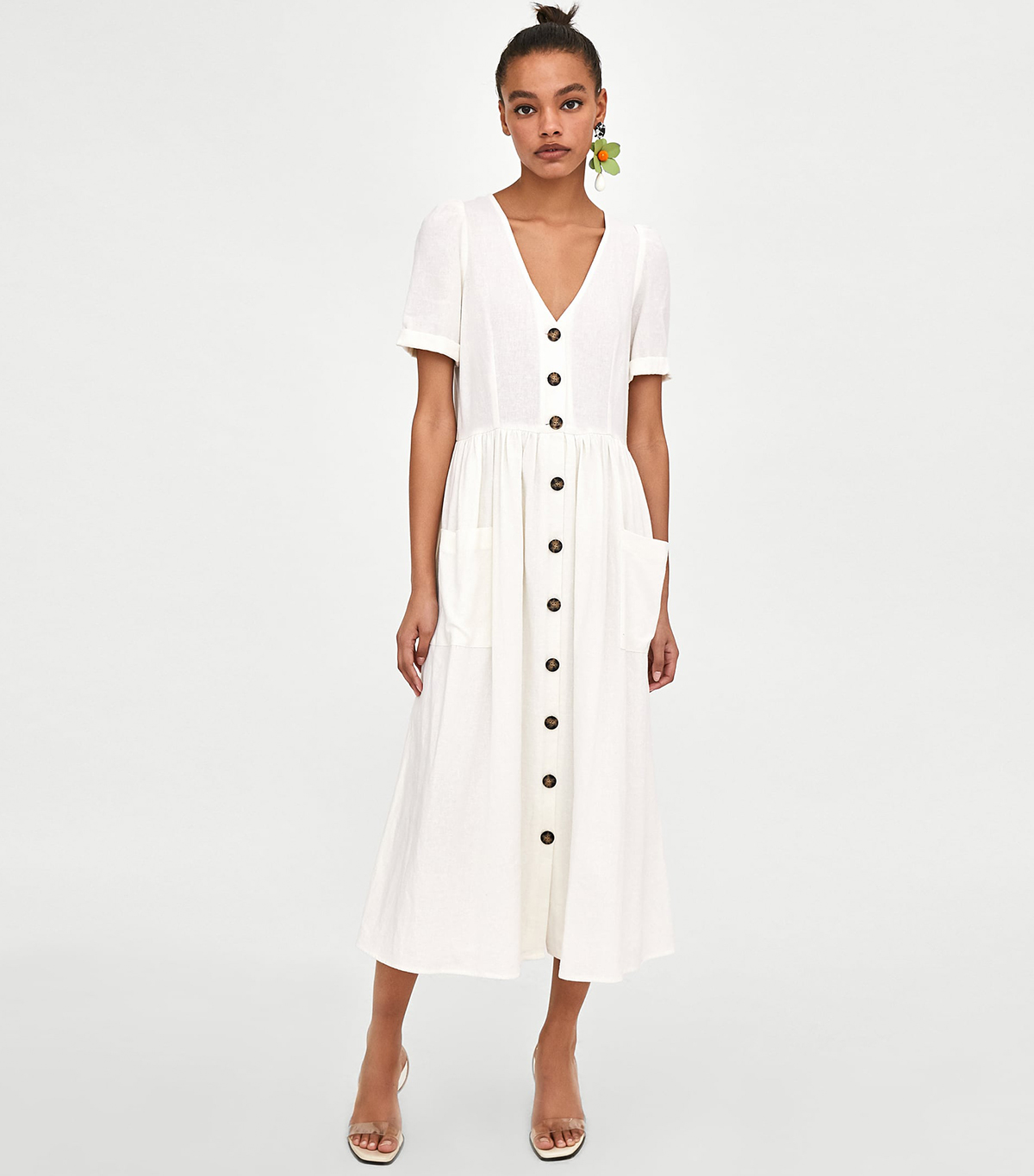 Zara + Midi Dress With Buttons