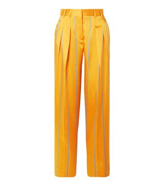 Victoria Victoria Beckham + Striped Satin-Twill Wide-Leg Trousers