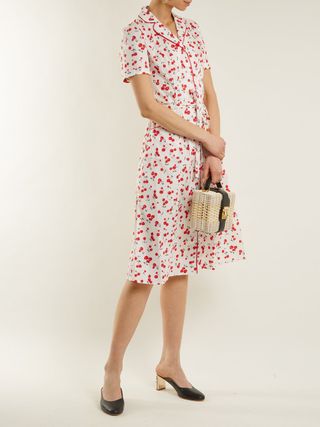 HVN + Maria Cherry-Print Cotton-Blend Dress