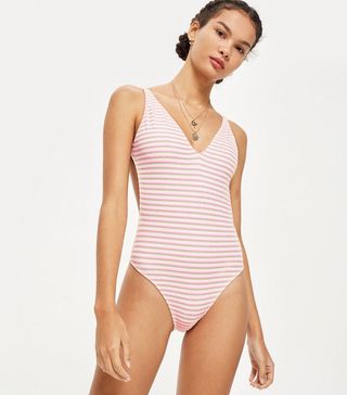 Topshop + Pastel Shirred Swimsuit