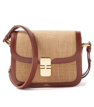 APC + Grace Small Leather-Trim Jute Shoulder Bag