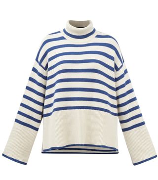 Toteme + Striped Wool-Blend Roll-Neck Sweater