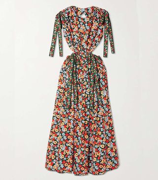 Agua by Agua Bendita + Guaguancó Cutout Floral-Print Cotton-Poplin Midi Dress