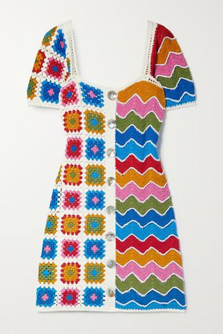 Farm Rio + Crocheted Cotton Mini Dress