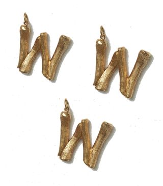 Céline + Alphabet Pendant in Brass