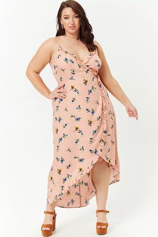 Forever 21 + Polka Dot Floral Wrap Dress