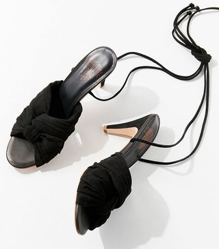 Charlotte Stone + Melle Black Ankle Wrap Heels