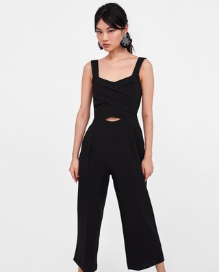 Zara + Pleated Jumpsuit With Cut-Out Detail