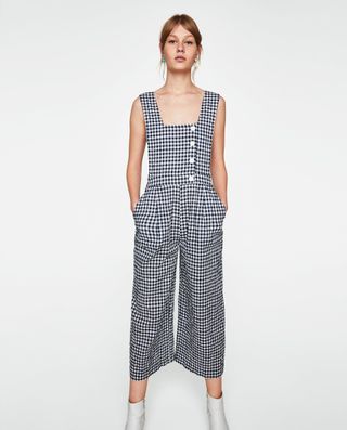 Zara + Gingham Check Jumpsuit
