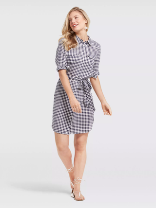 Draper James + Belted Gingham Shirtdress