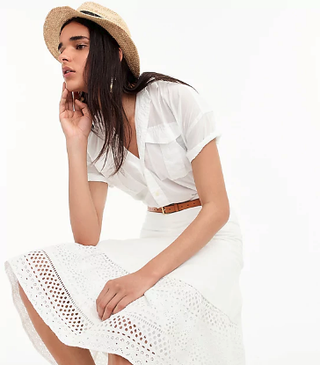 J.Crew + Point Sur Tiered Skirt in Mixed Eyelet