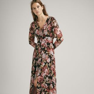 Massimo Dutti + Floral Print Crepe Dress