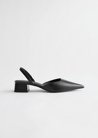 & Other Stories + Leather Pointed Kitten Heel Mules