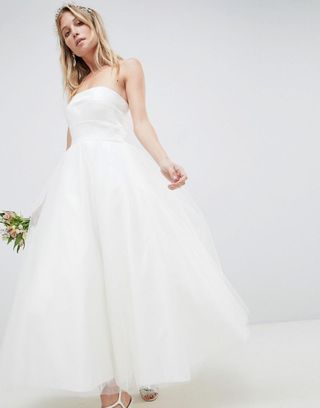 ASOS Edition + Bandeau Prom Midi Wedding Dress