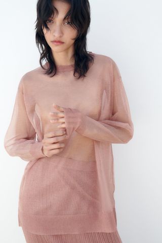 Zara + Semi-Sheer Knit Top