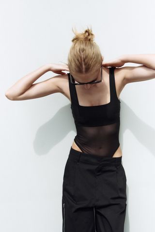 Zara + Combination Tulle Bodysuit