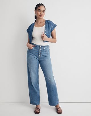 Madewell + The Curvy Perfect Vintage Wide-Leg Crop Jean in Ohlman Wash
