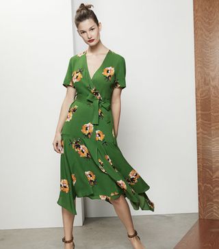 A.L.C. + Cora Floral Silk Wrap Midi Dress