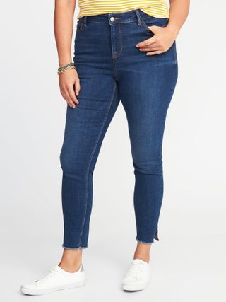 Old Navy + Smooth & Slim High-Rise Plus-Size Raw-Edge Rockstar Jeans