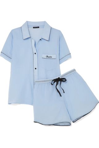 Morgan Lane + Bestie Embroidered Cotton-Gauze Pajama Set