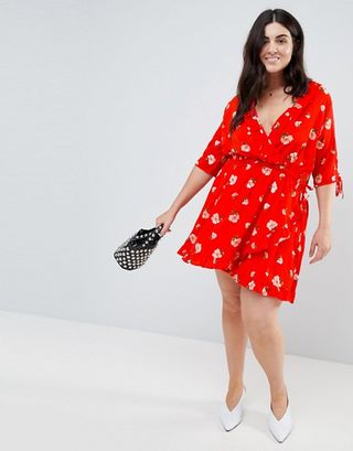 Influence + Ruffle Front Floral Wrap Dress